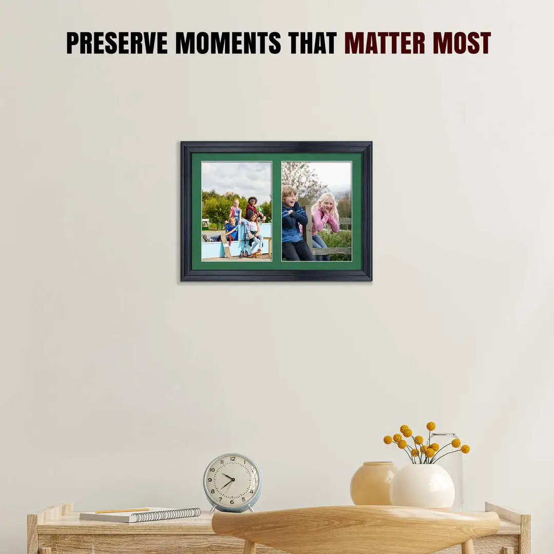20x14" Classic Black Multi Aperture Photo Frame - Fits A4 (x2) Photos | Collage Frame thumbnail 2