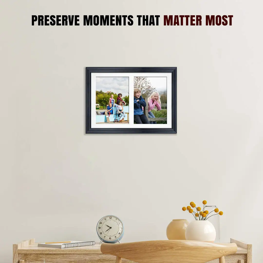 20x14" Classic Black Multi Aperture Photo Frame - Fits A4 (x2) Photos | Collage Frame thumbnail 2