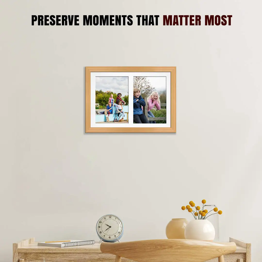 20x14" Country Pine Classic Multi Aperture Photo Frame - Fits A4 (x2) Photos | Collage Frame thumbnail 2