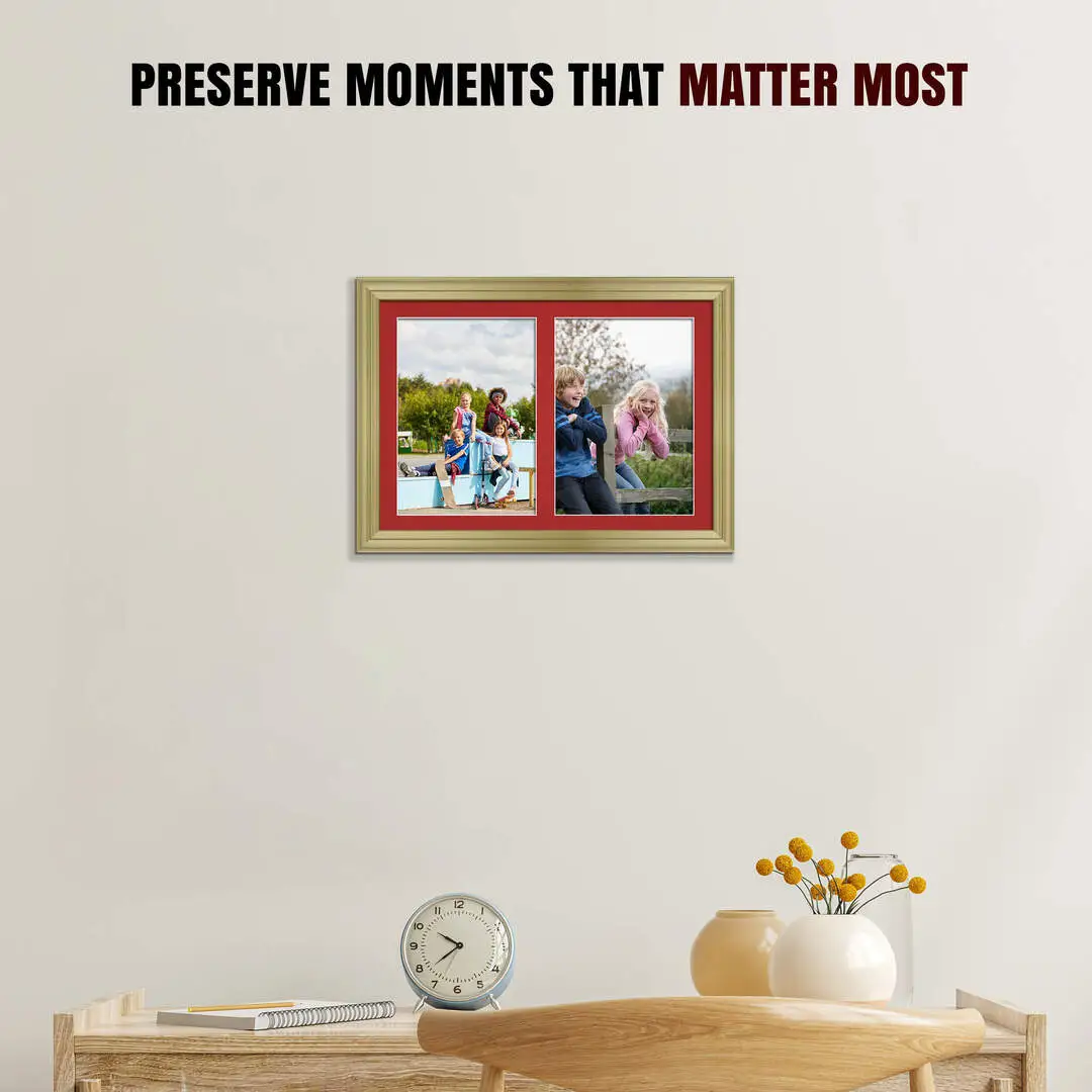 20x14" Gold Classic Multi Aperture Photo Frame - Fits A4 (x2) Photos | Collage Frame thumbnail 2