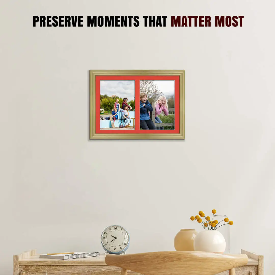 20x14" Gold Classic Multi Aperture Photo Frame - Fits A4 (x2) Photos | Collage Frame thumbnail 2