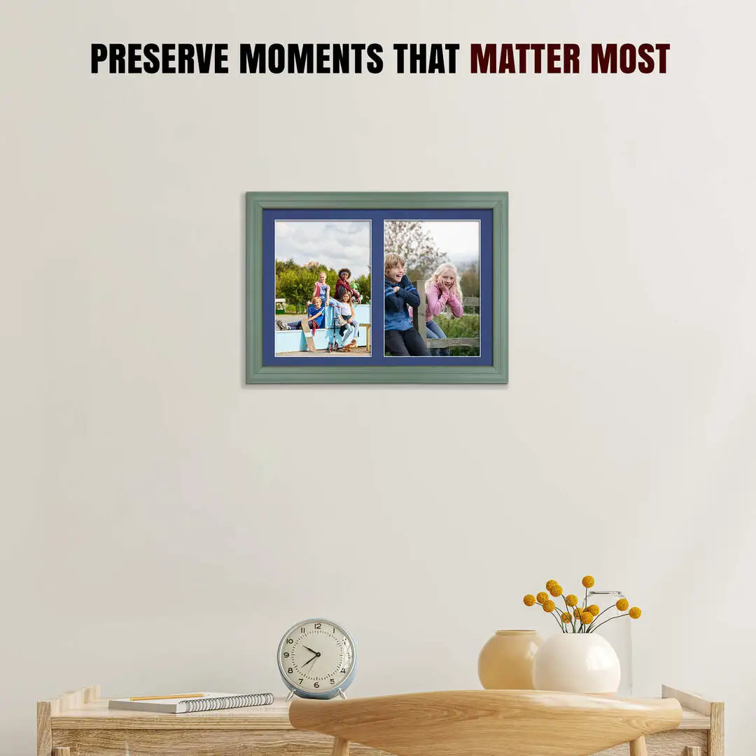 20x14" Green Classic Multi Aperture Photo Frame - Fits A4 (x2) Photos | Collage Frame thumbnail 2