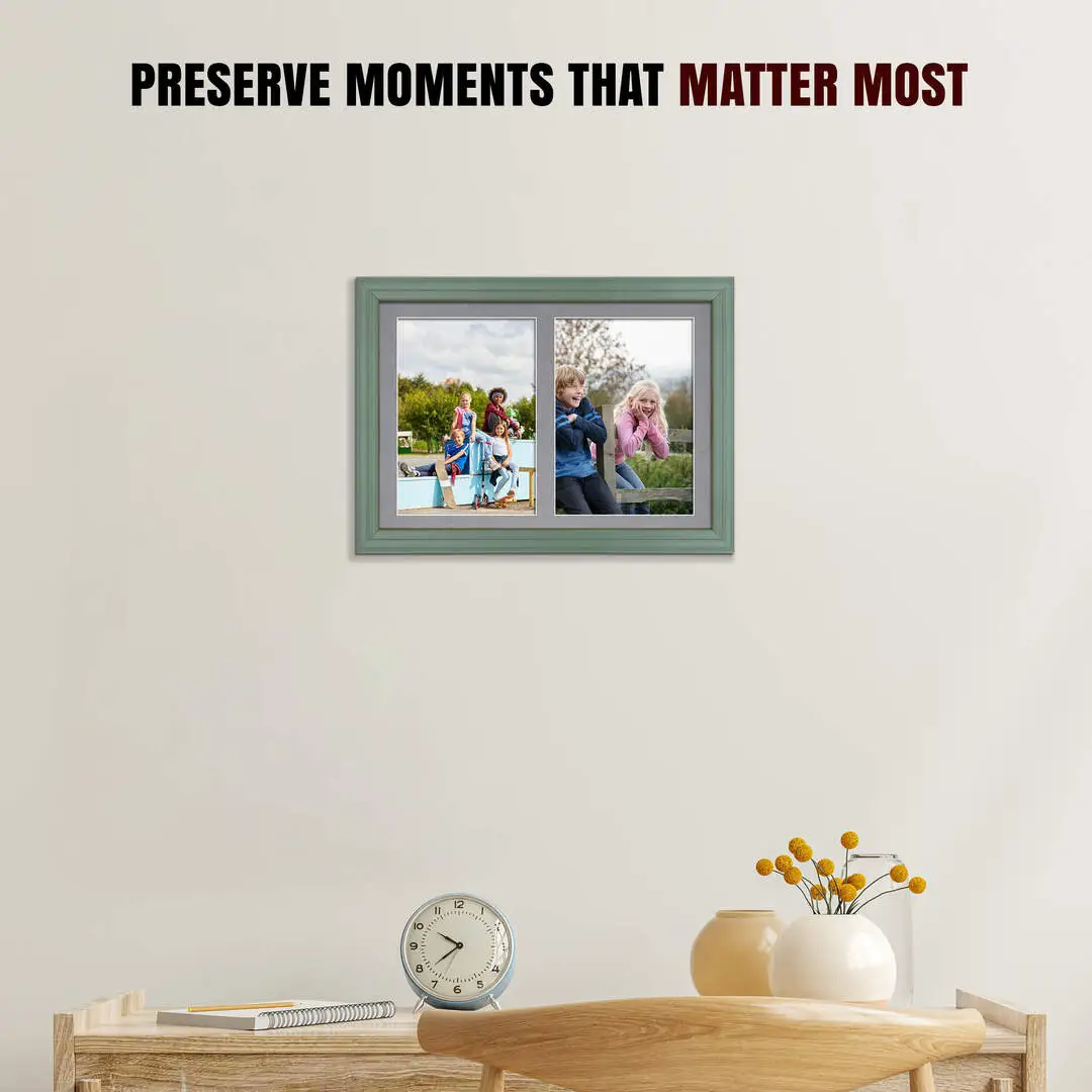20x14" Classic Green Multi Aperture Photo Frame - Fits A4 (x2) Photos | Collage Frame thumbnail 2
