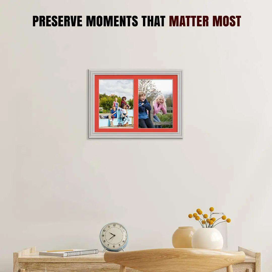 20x14" Classic Light Grey Multi Aperture Photo Frame - Fits A4 (x2) Photos | Collage Frame thumbnail 2