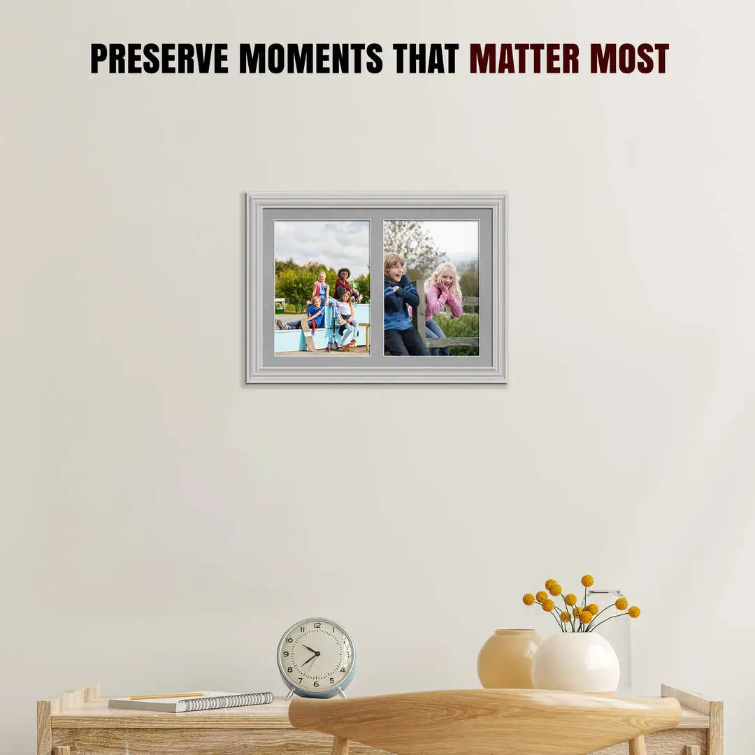 20x14" Classic Light Grey Multi Aperture Photo Frame - Fits A4 (x2) Photos | Collage Frame thumbnail 2