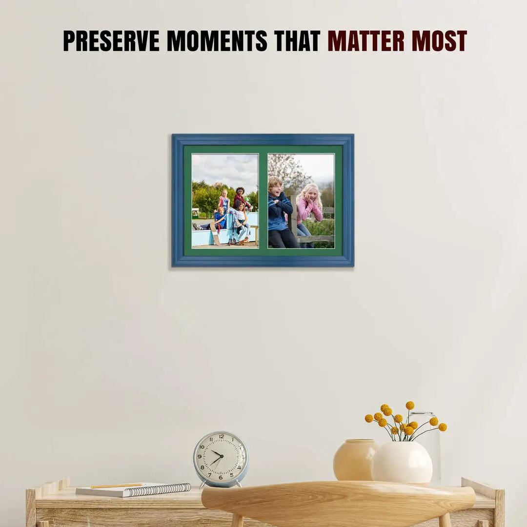 20x14" Classic Navy Blue Multi Aperture Photo Frame - Fits A4 (x2) Photos | Collage Frame thumbnail 2