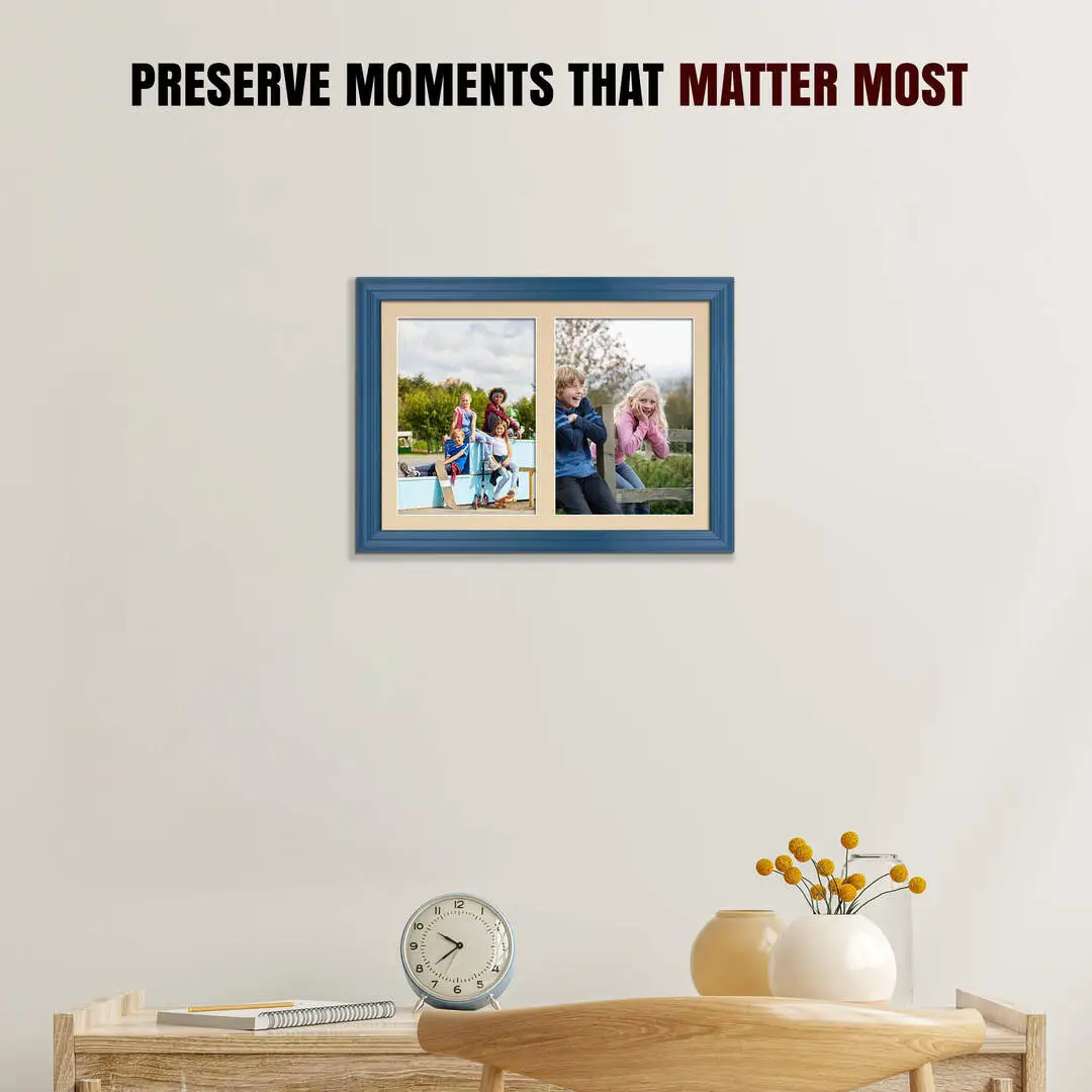 20x14" Navy Blue Classic Multi Aperture Photo Frame - Fits A4 (x2) Photos | Collage Frame thumbnail 2