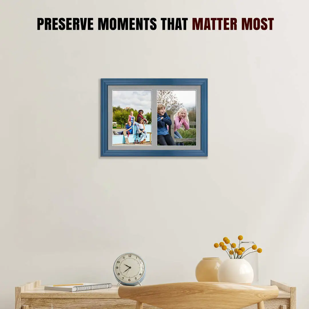 20x14" Classic Navy Blue Multi Aperture Photo Frame - Fits A4 (x2) Photos | Collage Frame thumbnail 2