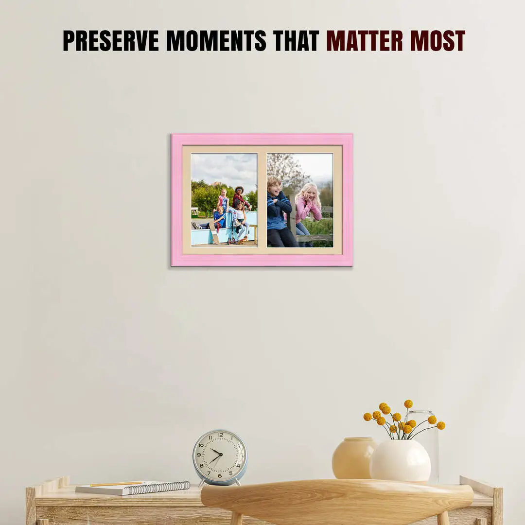 20x14" Pastel Pink Classic Multi Aperture Photo Frame - Fits A4 (x2) Photos | Collage Frame thumbnail 2