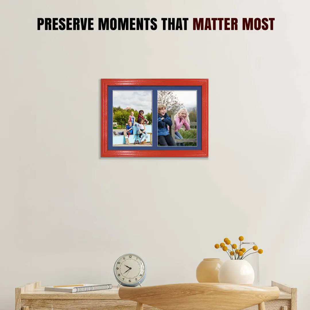 20x14" Red Classic Multi Aperture Photo Frame - Fits A4 (x2) Photos | Collage Frame thumbnail 2