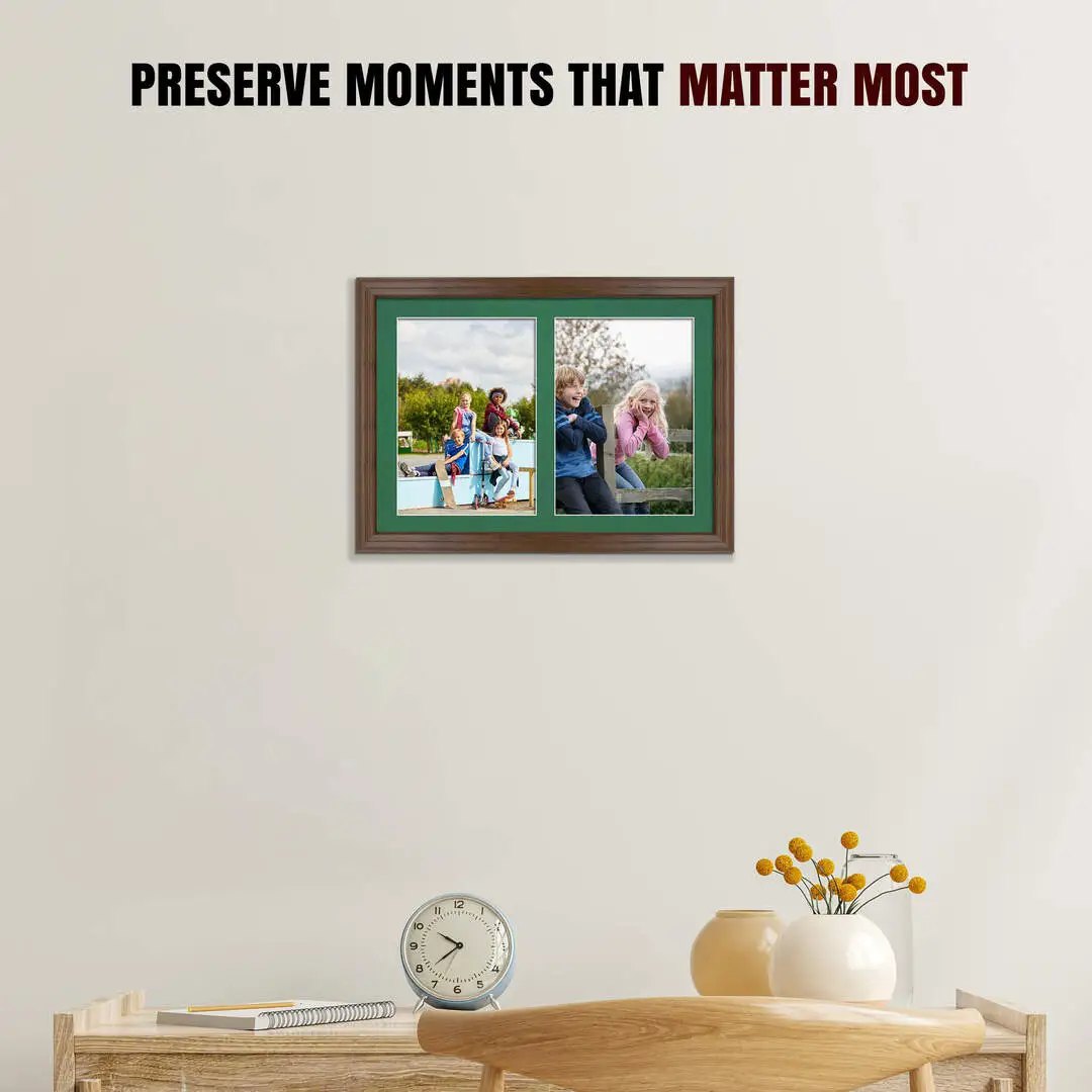 20x14" Walnut Classic Multi Aperture Photo Frame - Fits A4 (x2) Photos | Collage Frame thumbnail 2