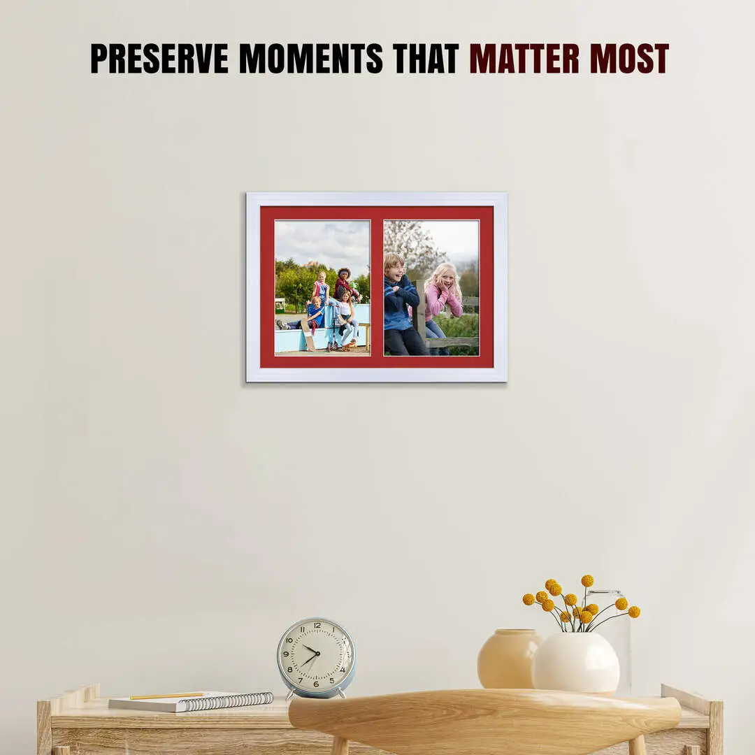 20x14" Classic White Multi Aperture Photo Frame - Fits A4 (x2) Photos | Collage Frame thumbnail 2