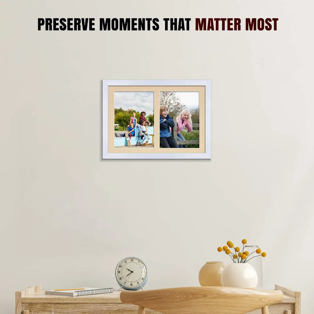 20x14" White Classic Multi Aperture Photo Frame - Fits A4 (x2) Photos | Collage Frame thumbnail 2