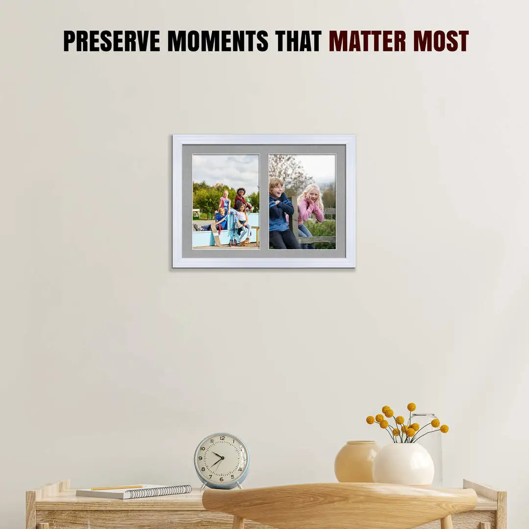 20x14" Classic White Multi Aperture Photo Frame - Fits A4 (x2) Photos | Collage Frame thumbnail 2