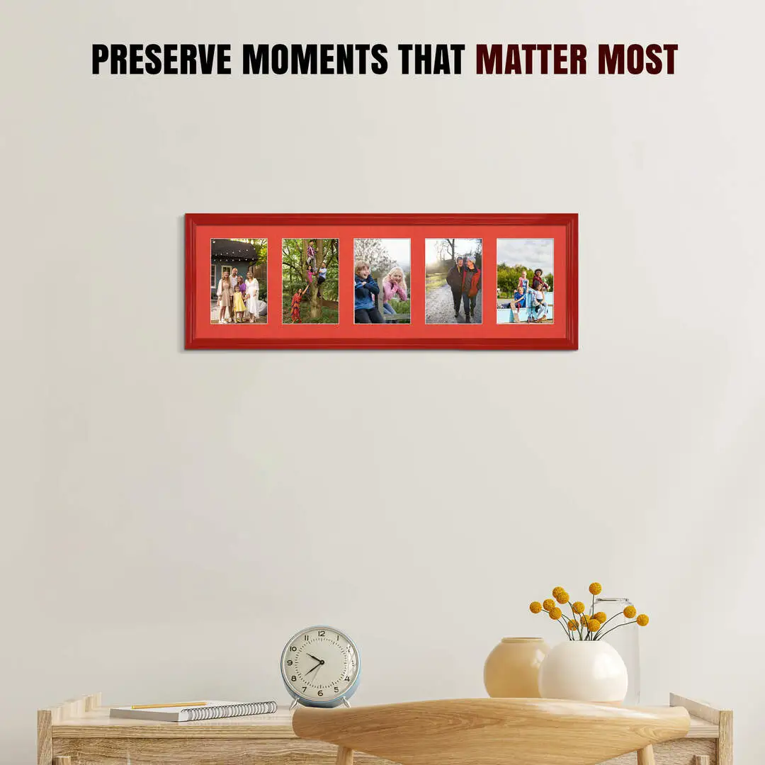 26x8" Classic Multi Aperture Photo Frame - Fits 6x4" (x5) Photos | Collage Frame thumbnail 2