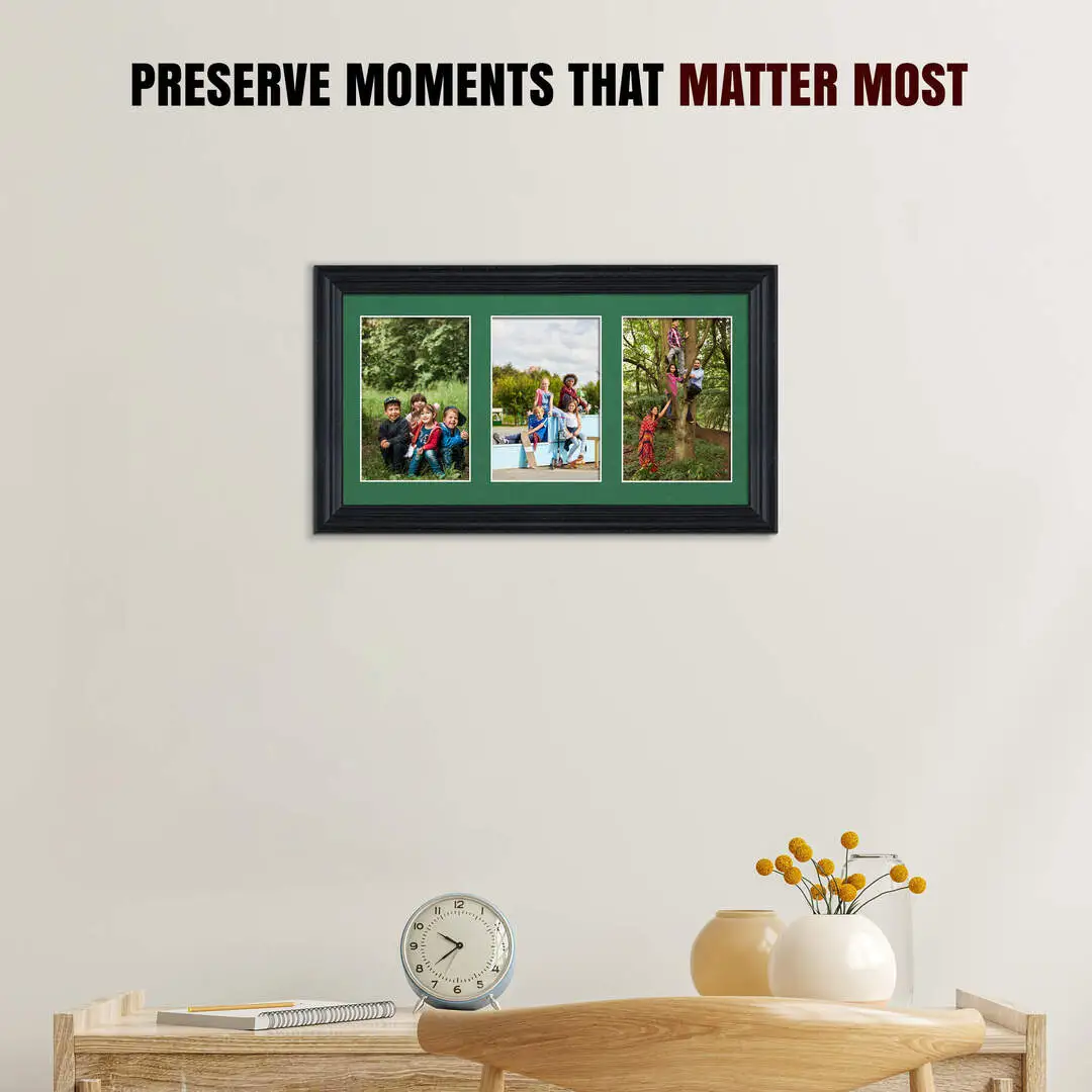 40x20cm Classic Black Multi Aperture Photo Frame - Fits 6x4" (x3) Photos | Collage Frame thumbnail 2