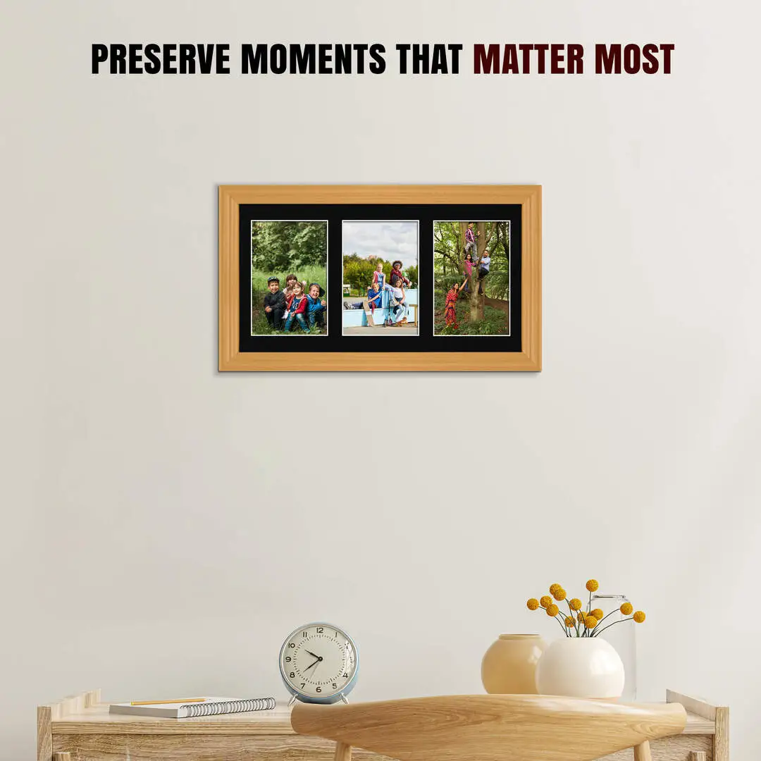 40x20cm Country Pine Classic Multi Aperture Photo Frame - Fits 6x4" (x3) Photos | Collage Frame thumbnail 2