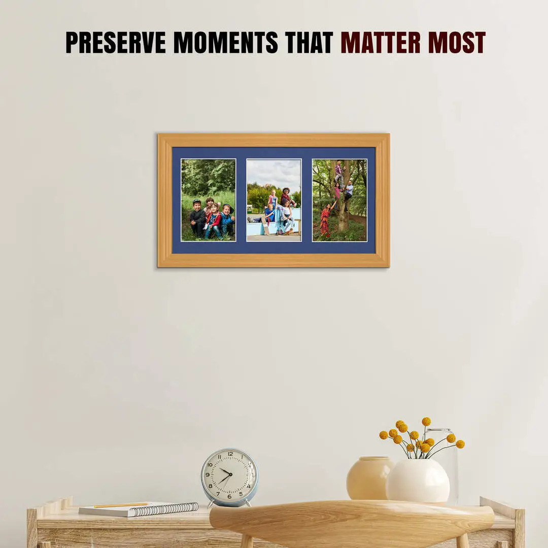 40x20cm Classic Country Pine Multi Aperture Photo Frame - Fits 6x4" (x3) Photos | Collage Frame thumbnail 2