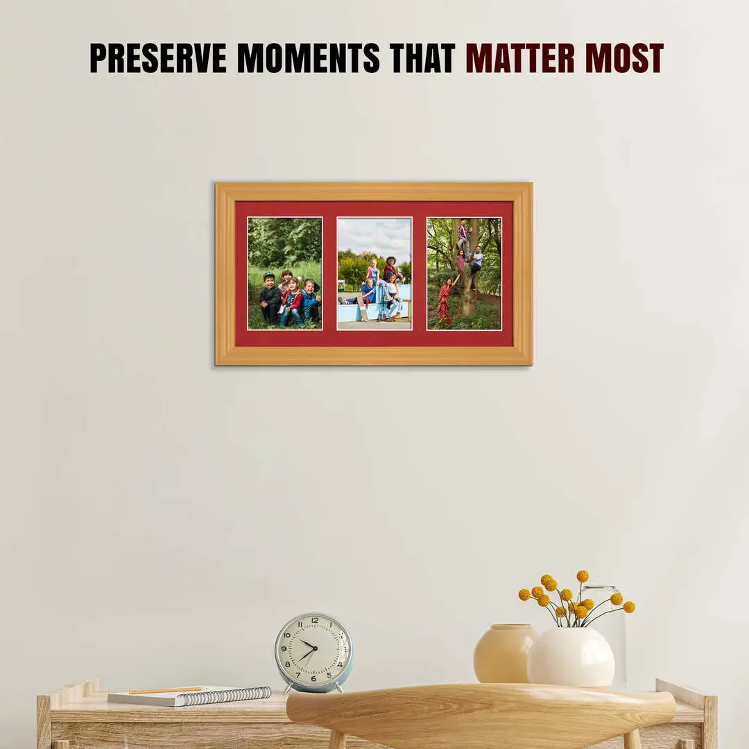 40x20cm Country Pine Classic Multi Aperture Photo Frame - Fits 6x4" (x3) Photos | Collage Frame thumbnail 2