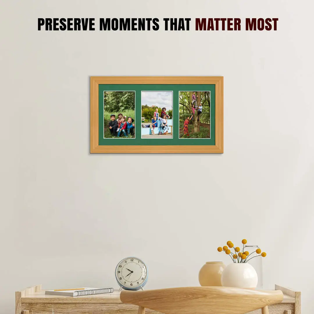 40x20cm Country Pine Classic Multi Aperture Photo Frame - Fits 6x4" (x3) Photos | Collage Frame thumbnail 2