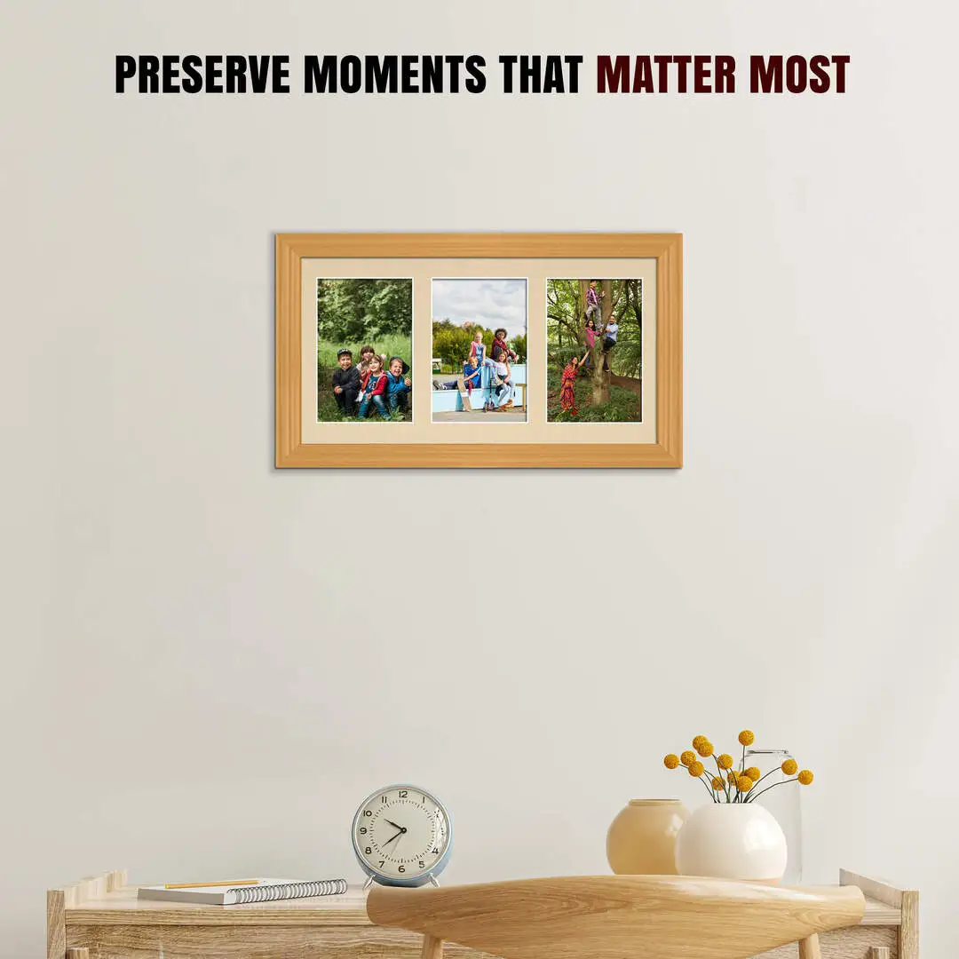 40x20cm Classic Country Pine Multi Aperture Photo Frame - Fits 6x4" (x3) Photos | Collage Frame thumbnail 2