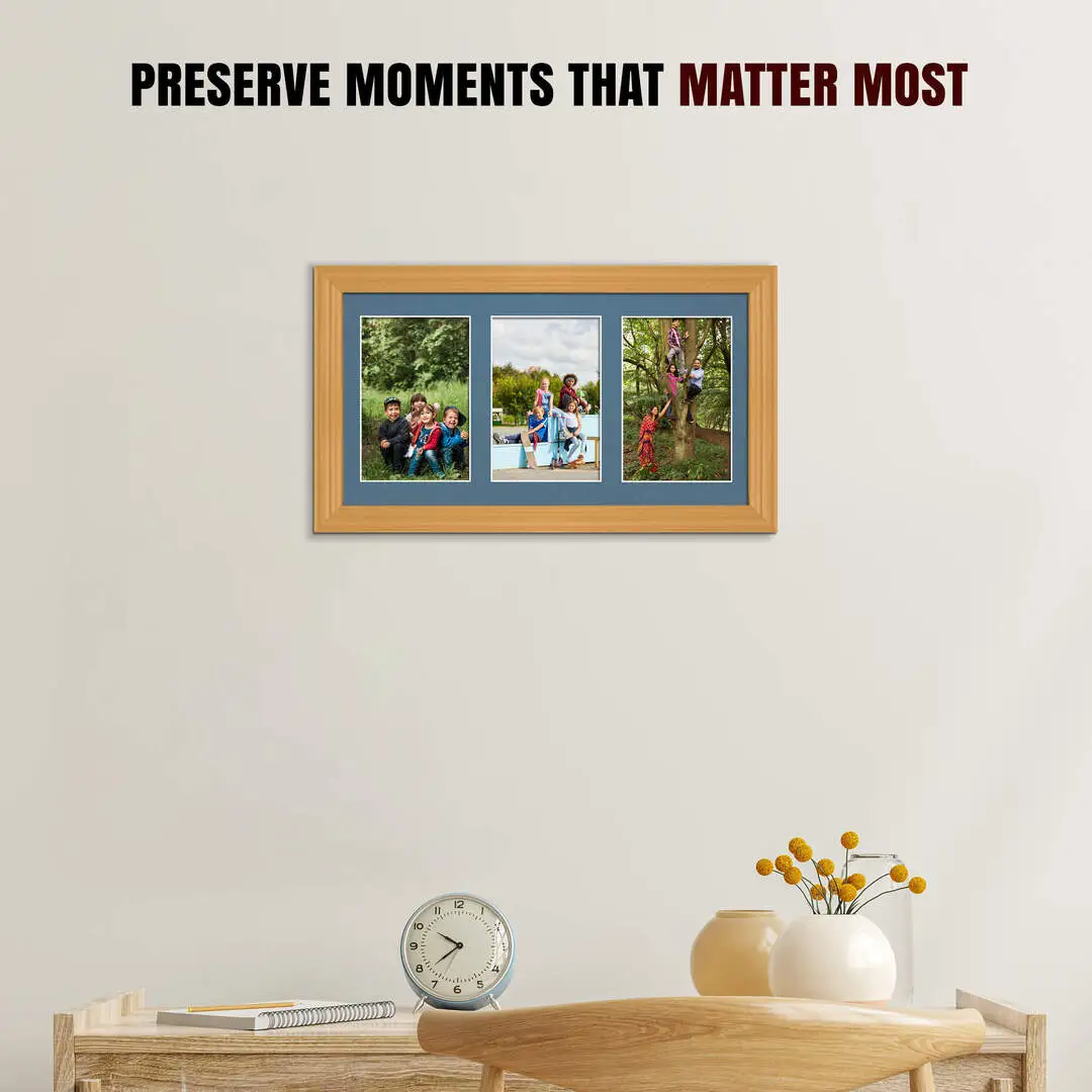 40x20cm Country Pine Classic Multi Aperture Photo Frame - Fits 6x4" (x3) Photos | Collage Frame thumbnail 2