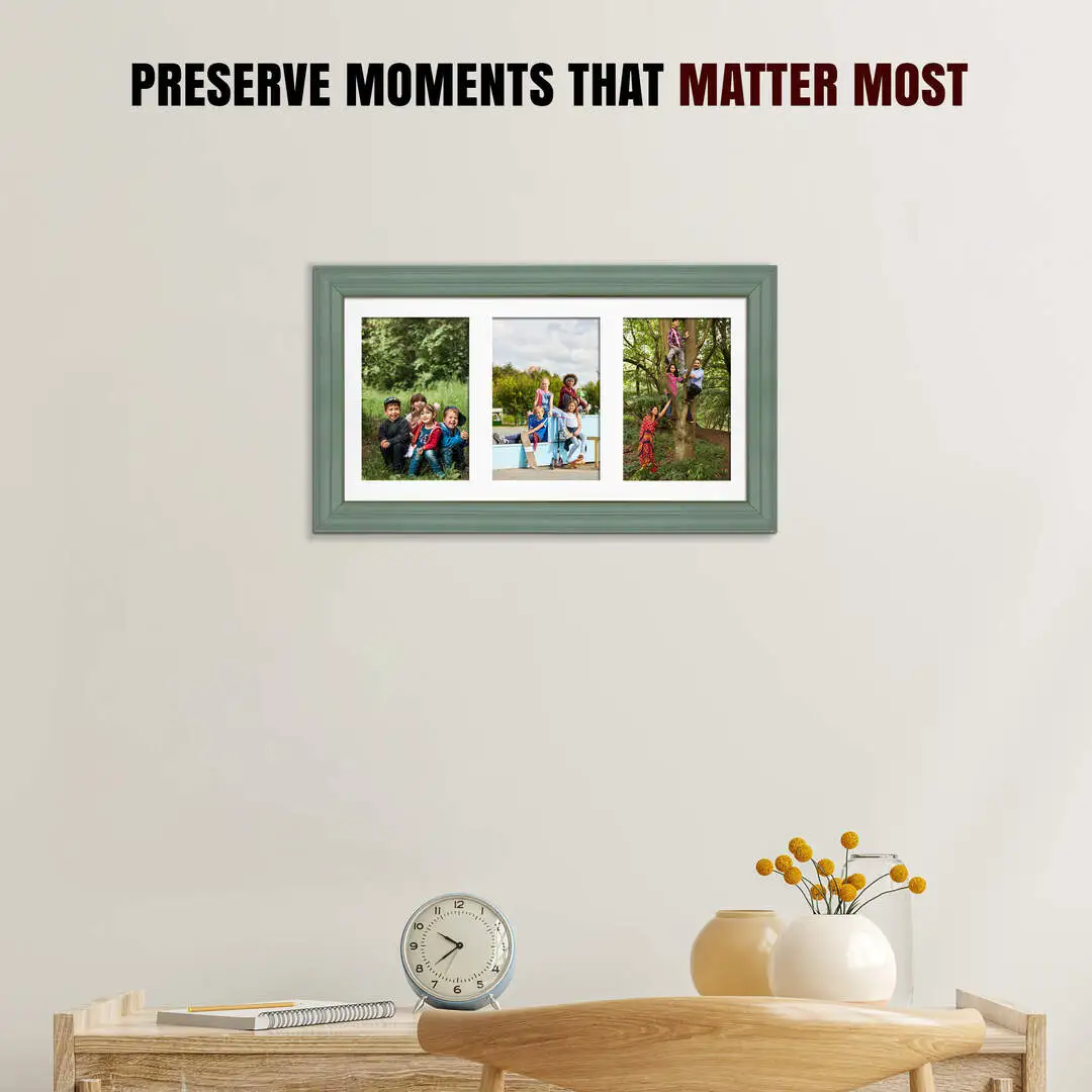 40x20cm Green Classic Multi Aperture Photo Frame - Fits 6x4" (x3) Photos | Collage Frame thumbnail 2