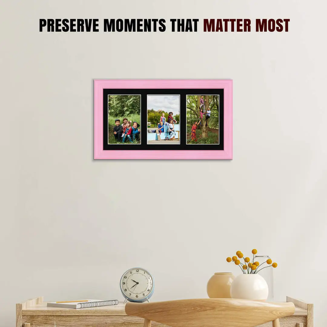 40x20cm Pastel Pink Classic Multi Aperture Photo Frame - Fits 6x4" (x3) Photos | Collage Frame thumbnail 2