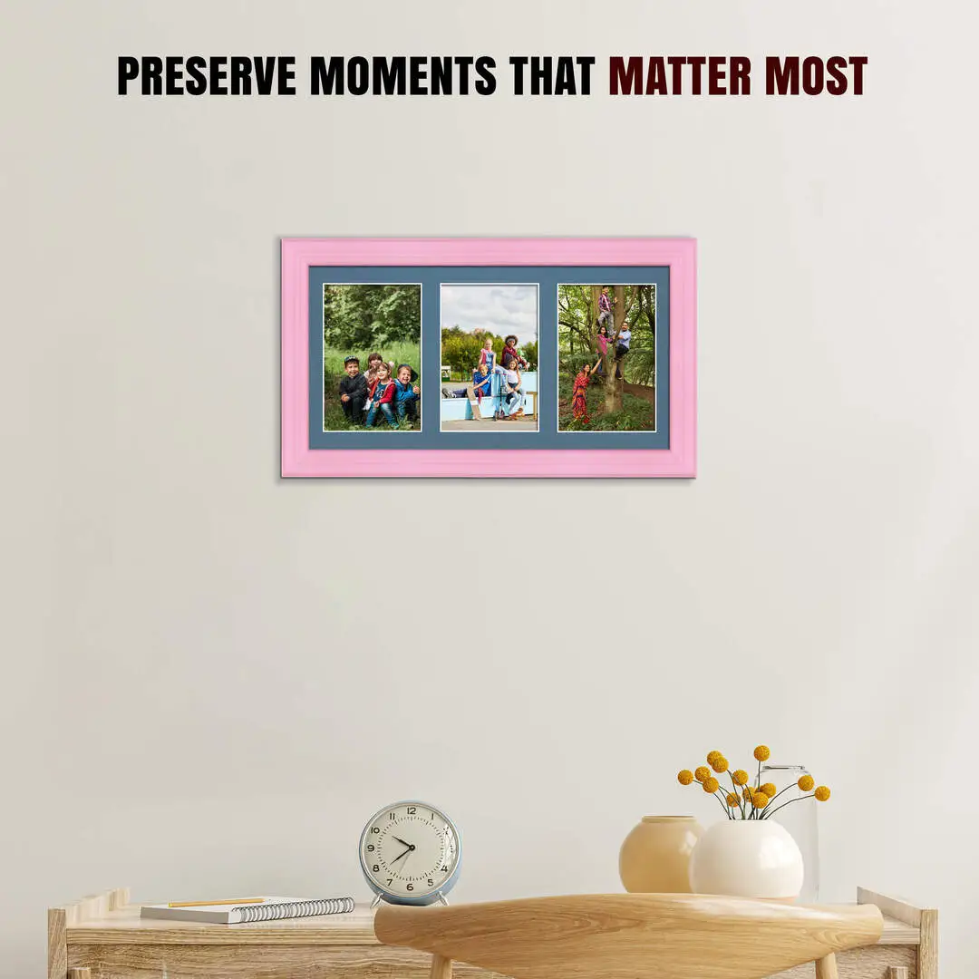 40x20cm Pastel Pink Classic Multi Aperture Photo Frame - Fits 6x4" (x3) Photos | Collage Frame thumbnail 2