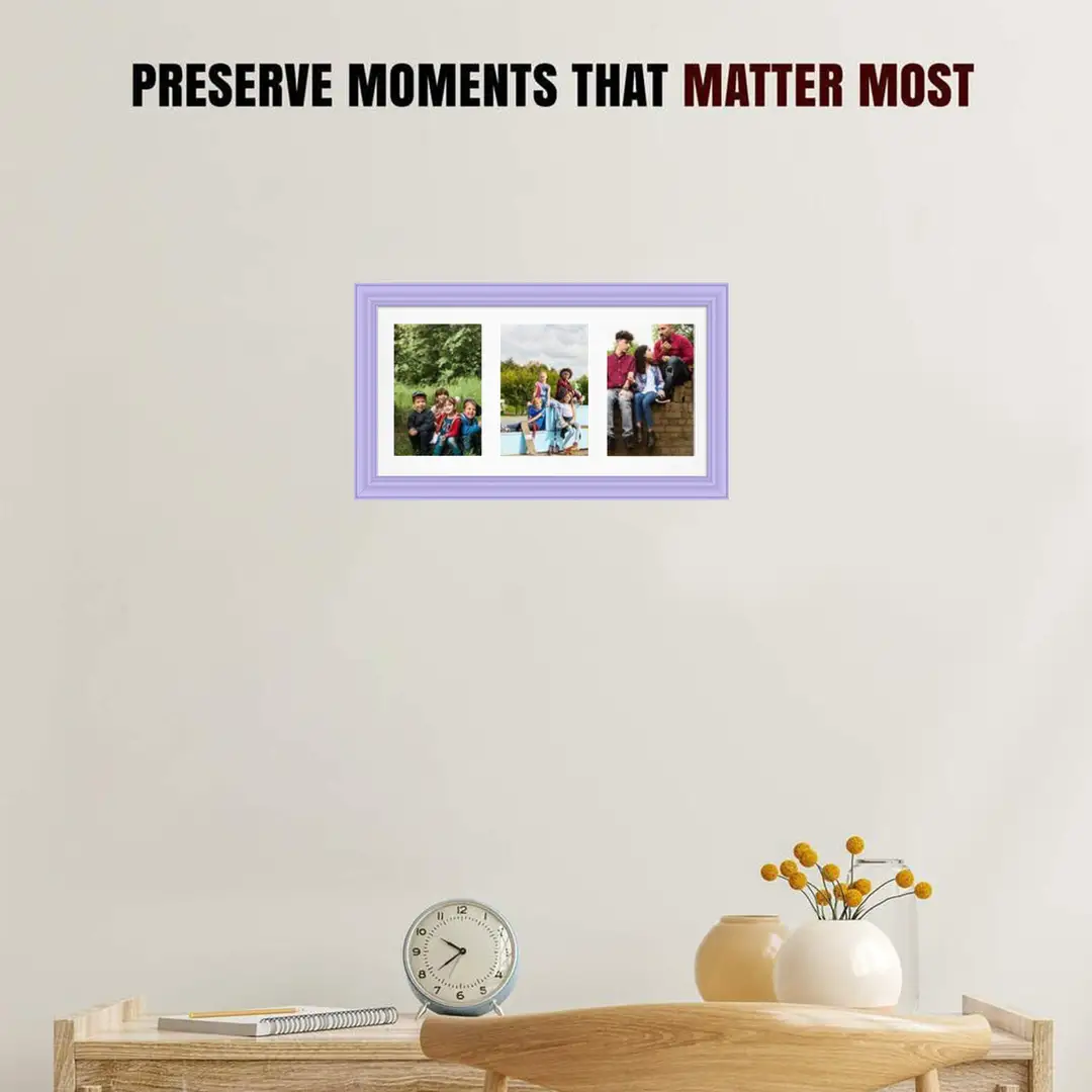 40x20cm Classic Purple Multi Aperture Photo Frame - Fits 6x4" (x3) Photos | Collage Frame thumbnail 2