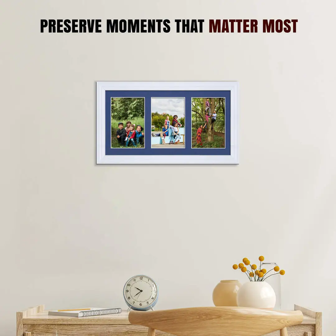 40x20cm Classic White Multi Aperture Photo Frame - Fits 6x4" (x3) Photos | Collage Frame thumbnail 2