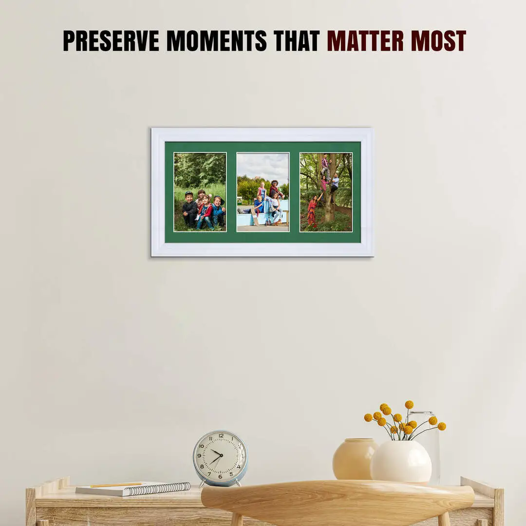 40x20cm White Classic Multi Aperture Photo Frame - Fits 6x4" (x3) Photos | Collage Frame thumbnail 2