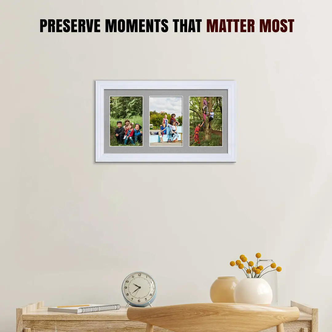 40x20cm White Classic Multi Aperture Photo Frame - Fits 6x4" (x3) Photos | Collage Frame thumbnail 2