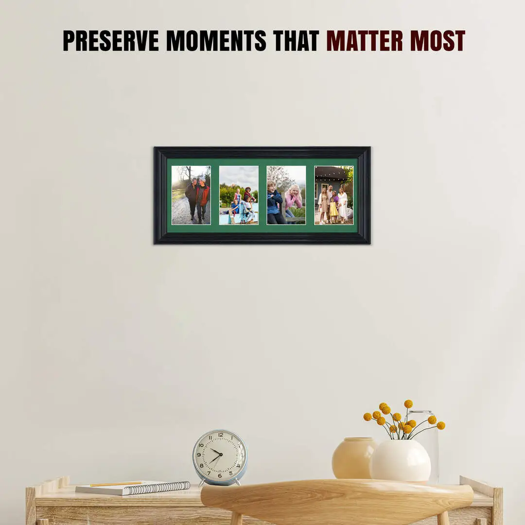 50x20cm Classic Black Multi Aperture Photo Frame - Fits 6x4" (x4) Photos | Collage Frame thumbnail 2