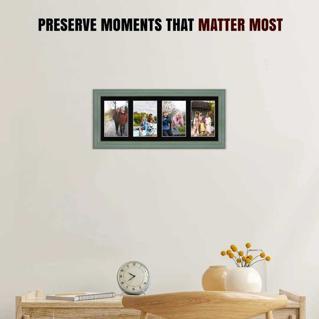 50x20cm Classic Green Multi Aperture Photo Frame - Fits 6x4" (x4) Photos | Collage Frame thumbnail 2