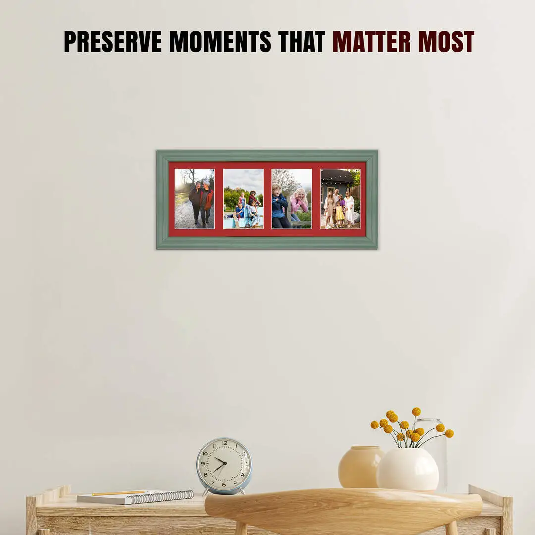 50x20cm Green Classic Multi Aperture Photo Frame - Fits 6x4" (x4) Photos | Collage Frame thumbnail 2