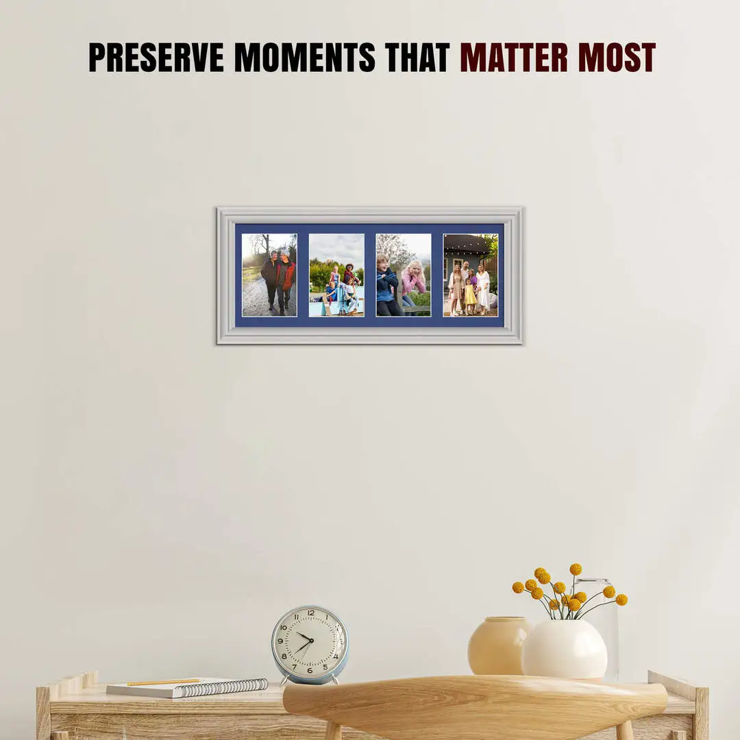 50x20cm Light Grey Classic Multi Aperture Photo Frame - Fits 6x4" (x4) Photos | Collage Frame thumbnail 2