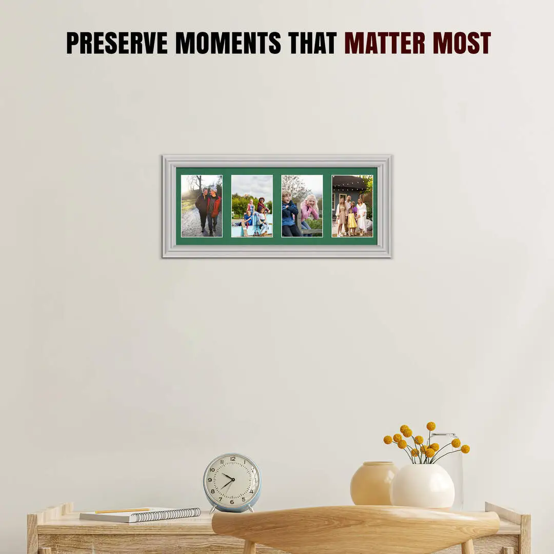 50x20cm Classic Light Grey Multi Aperture Photo Frame - Fits 6x4" (x4) Photos | Collage Frame thumbnail 2