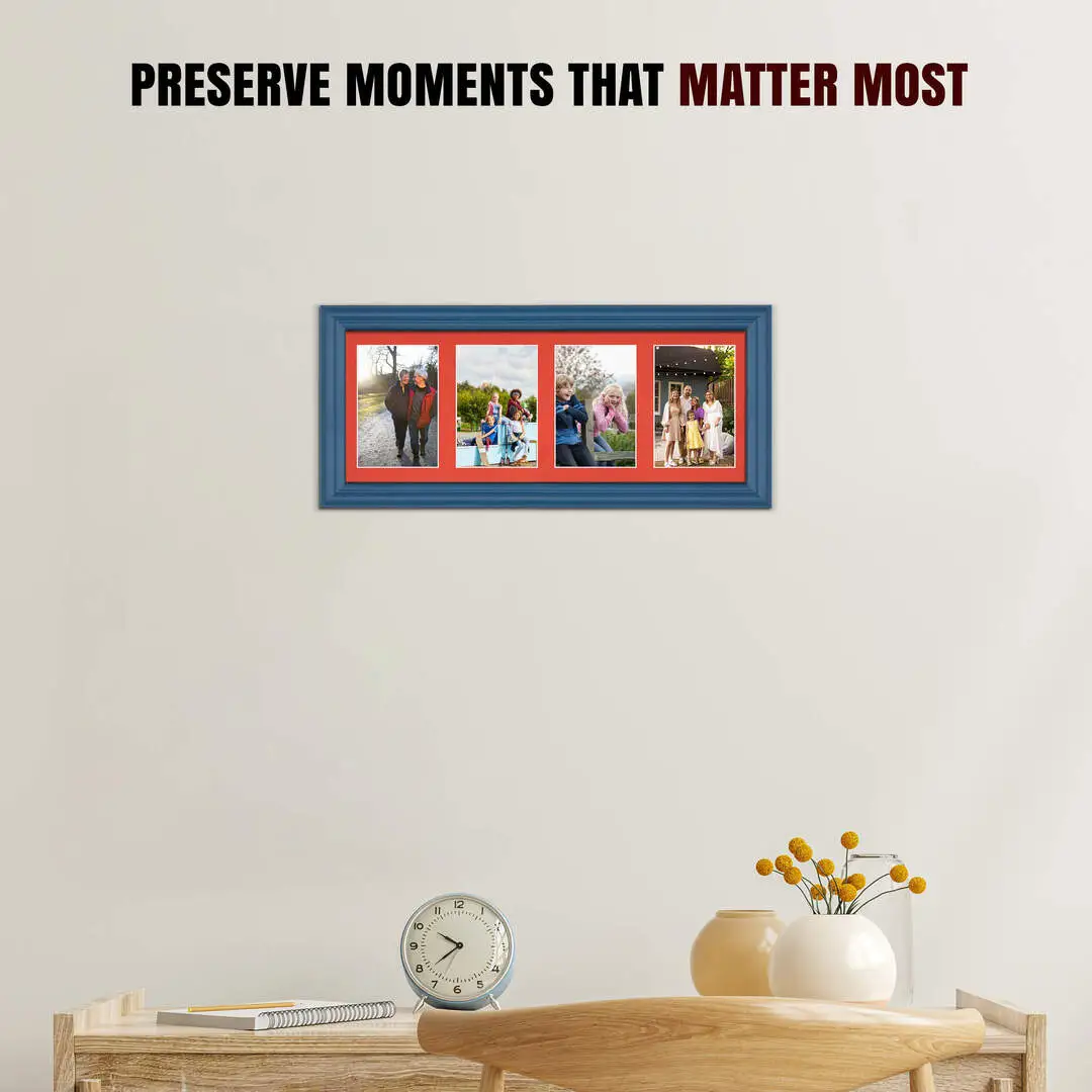 50x20cm Classic Navy Blue Multi Aperture Photo Frame - Fits 6x4" (x4) Photos | Collage Frame thumbnail 2