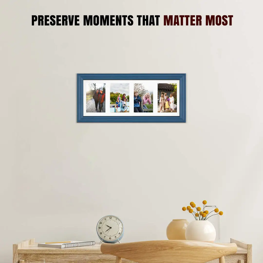 50x20cm Classic Navy Blue Multi Aperture Photo Frame - Fits 6x4" (x4) Photos | Collage Frame thumbnail 2