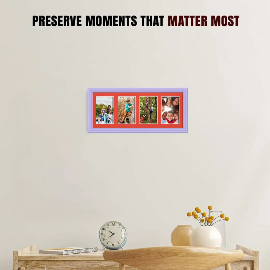50x20cm Classic Purple Multi Aperture Photo Frame - Fits 6x4" (x4) Photos | Collage Frame thumbnail 2