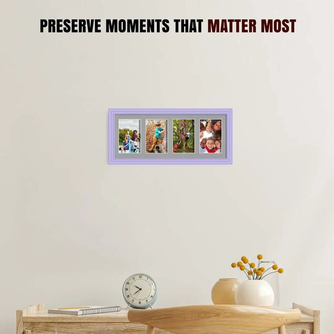 50x20cm Classic Purple Multi Aperture Photo Frame - Fits 6x4" (x4) Photos | Collage Frame thumbnail 2