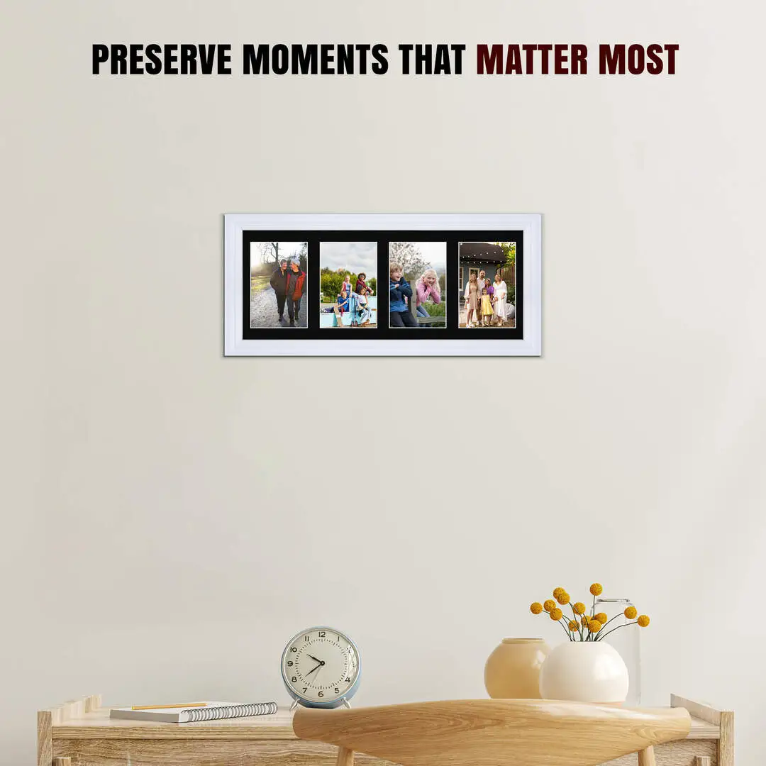 50x20cm White Classic Multi Aperture Photo Frame - Fits 6x4" (x4) Photos | Collage Frame thumbnail 2