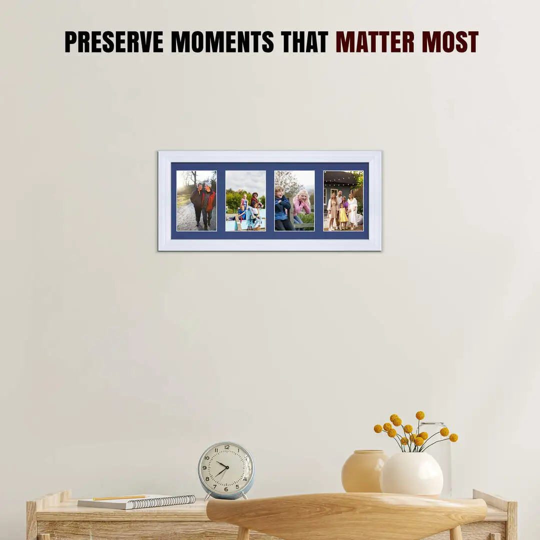 50x20cm Classic White Multi Aperture Photo Frame - Fits 6x4" (x4) Photos | Collage Frame thumbnail 2