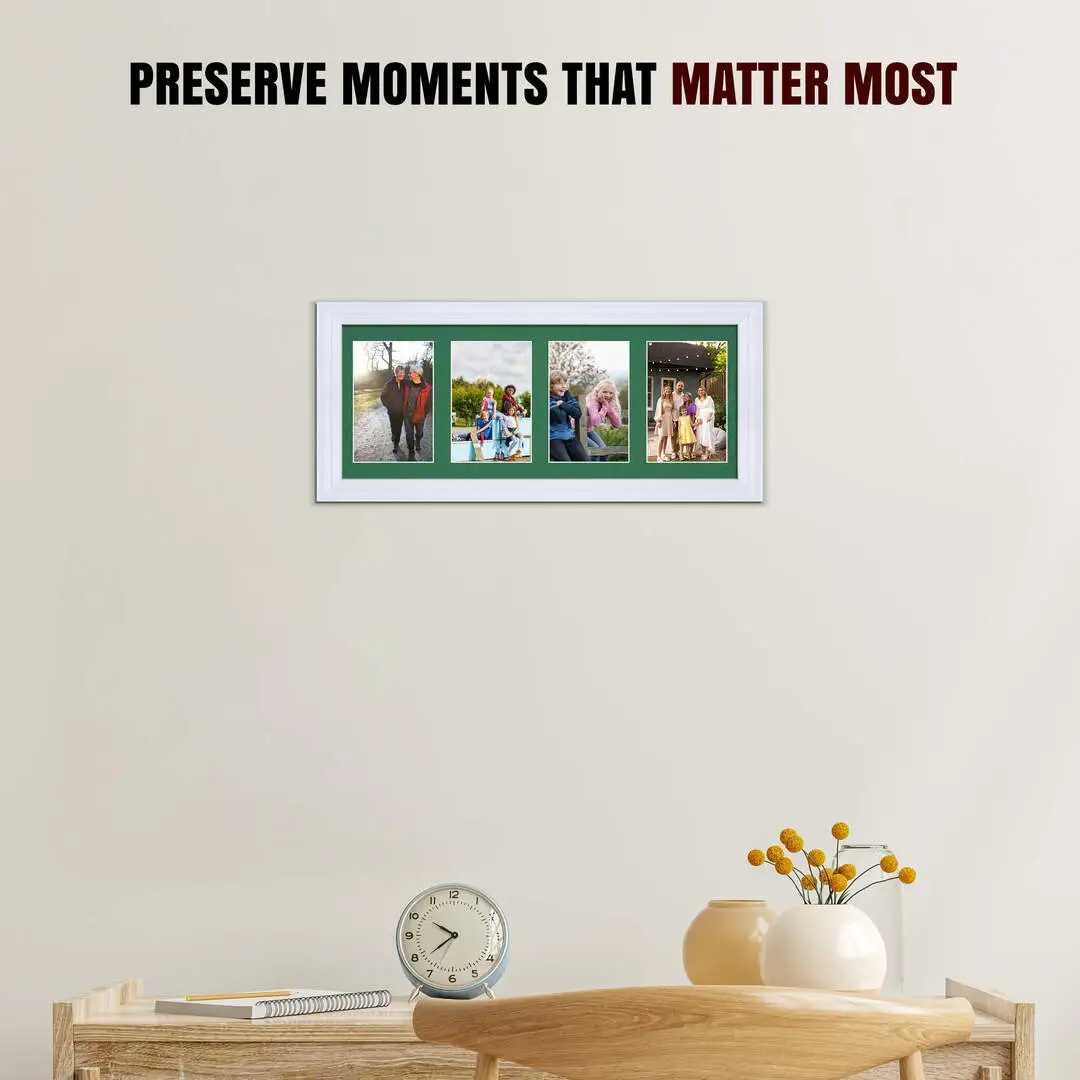 50x20cm White Classic Multi Aperture Photo Frame - Fits 6x4" (x4) Photos | Collage Frame thumbnail 2