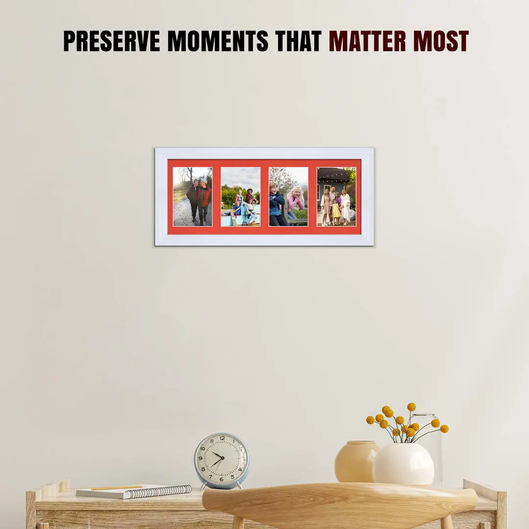 50x20cm White Classic Multi Aperture Photo Frame - Fits 6x4" (x4) Photos | Collage Frame thumbnail 2
