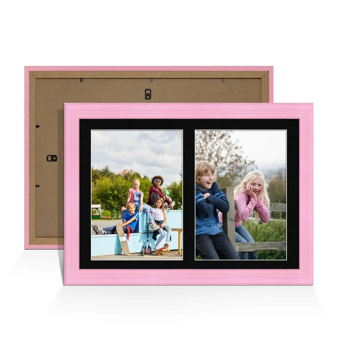 20x14" Pastel Pink Sleek Multi Aperture Photo Frame - Fits A4 (x2) Photos | Collage Frame