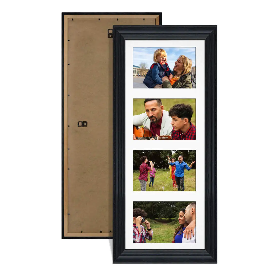50x20cm Classic Black Multi Aperture Photo Frame - Fits 6x4" (x4) Photos | Collage Frame