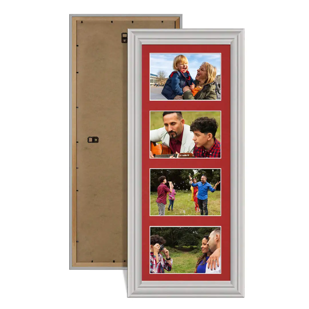 50x20cm Classic Light Grey Multi Aperture Photo Frame - Fits 6x4" (x4) Photos | Collage Frame