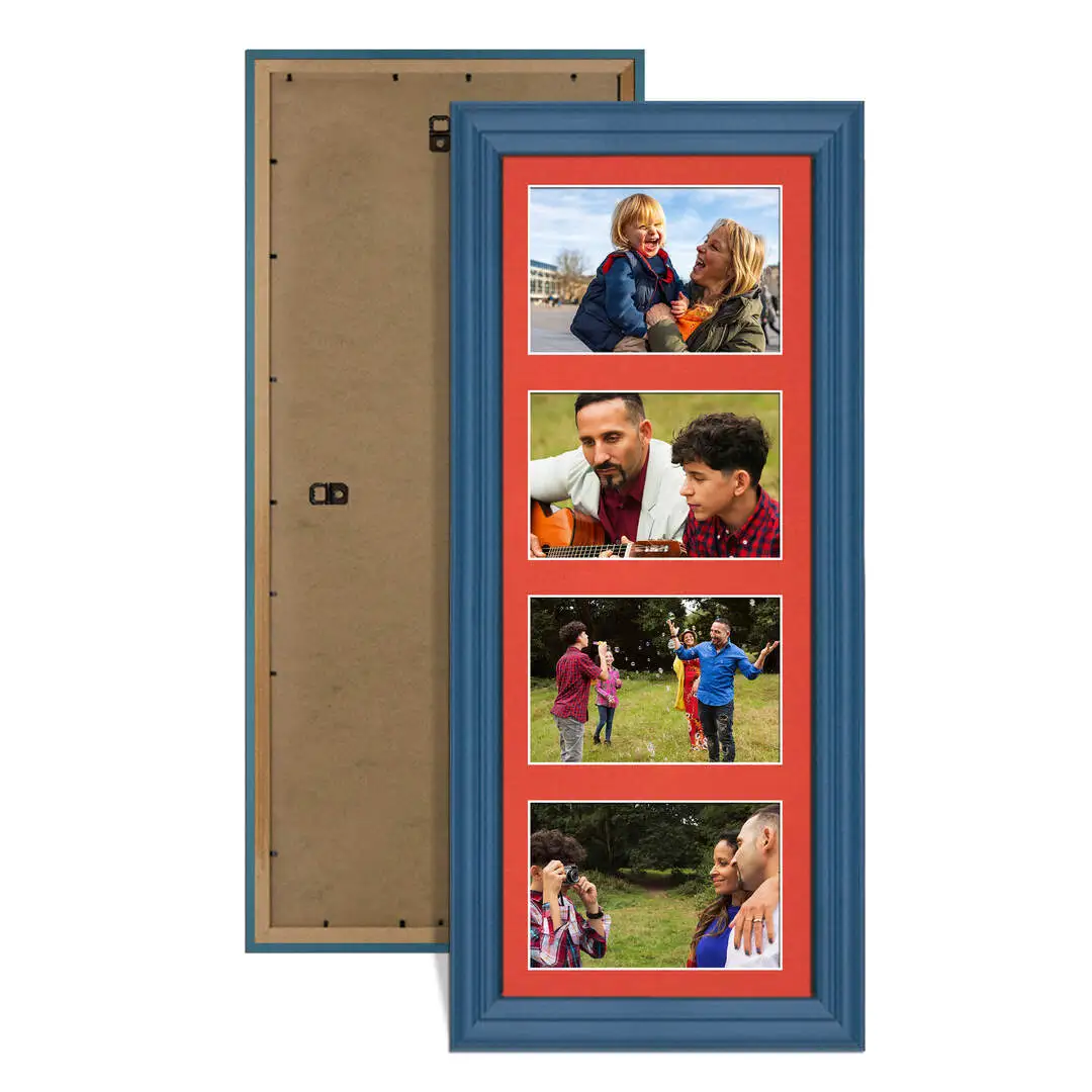 50x20cm Classic Navy Blue Multi Aperture Photo Frame - Fits 6x4" (x4) Photos | Collage Frame